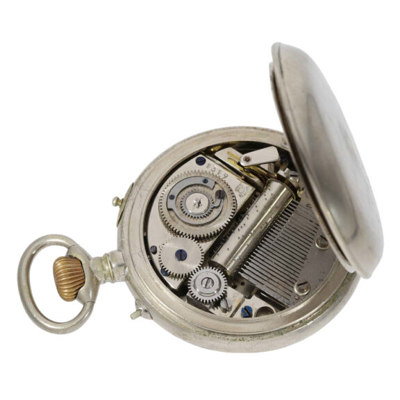 Large, rare Swiss nickel watch with visible balance Circa 1890 Large, rare Swiss nickel watch with visible balance Circa 1890