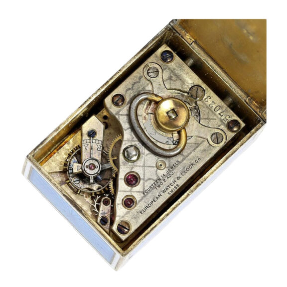 Swiss Art Nouveau Pendulette de voyage miniature Circa 1910 Swiss Art Nouveau Pendulette de voyage miniature Circa 1910