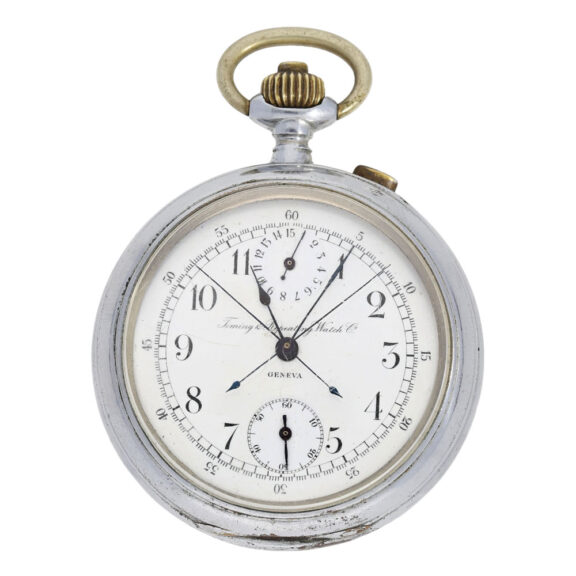Rare Swiss split-seconds chronograph with counter Circa 1915