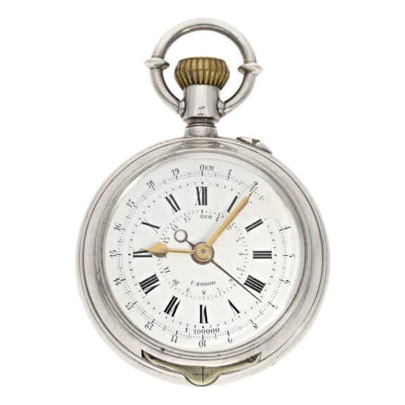 French silver military chronograph with two dails Circa 1915 French silver military chronograph with two dails Circa 1915