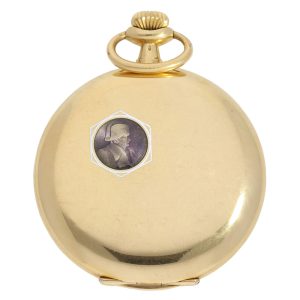 Swiss gold lever with iridescent enamel portrait of Napoleon Circa 1910