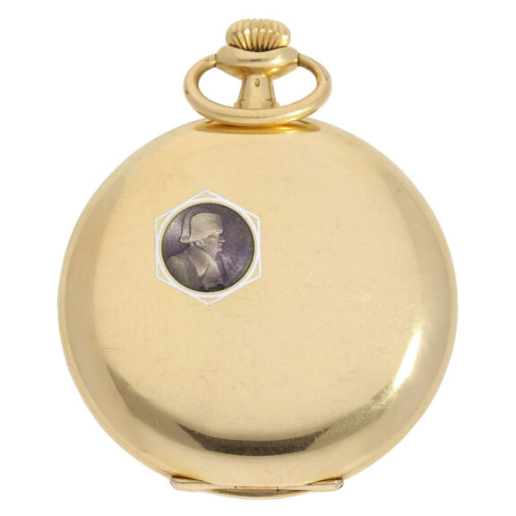Swiss gold lever with iridescent enamel portrait of Napoleon Circa 1910