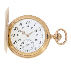 Heavy Swiss 18K rose gold hunting cased lever watch Circa 1912
