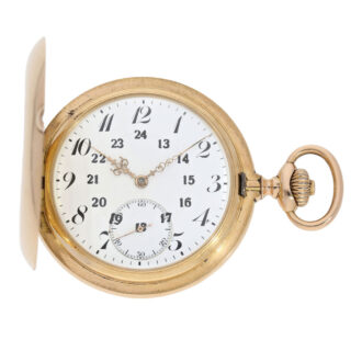 Heavy Swiss 18K rose gold hunting cased lever watch Circa 1912