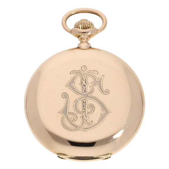 Heavy Swiss 18K rose gold hunting cased lever watch Circa 1912 Heavy Swiss 18K rose gold hunting cased lever watch Circa 1912