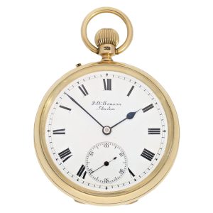 Heavy English gold open faced precision watch Circa 1901