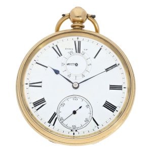English gold precision watch with power reserve display Circa 1871
