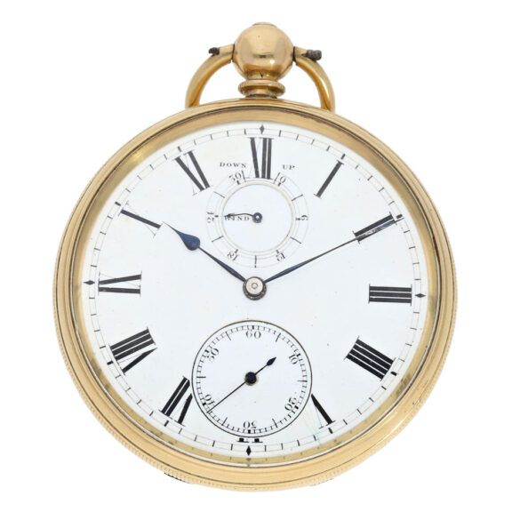 English gold precision watch with power reserve display Circa 1871