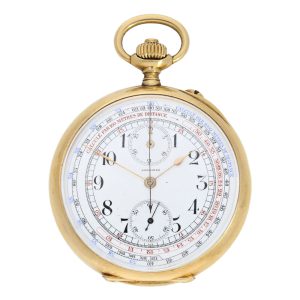 Swiss 18 carat gold lever chronograph with counter Circa 1915
