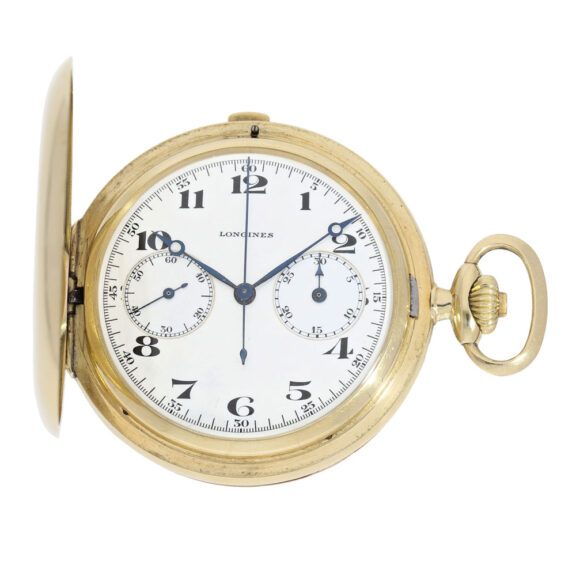 High-quality Swiss gold hunting cased lever chronograph Circa 1932