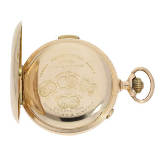 Swiss 14K gold hunting cased repeating chronograph Circa 1900