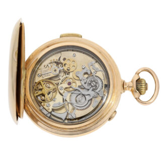 Swiss 14K gold hunting cased repeating chronograph Circa 1900