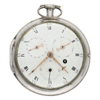 French silver open faced verge calendar watch Circa 1780