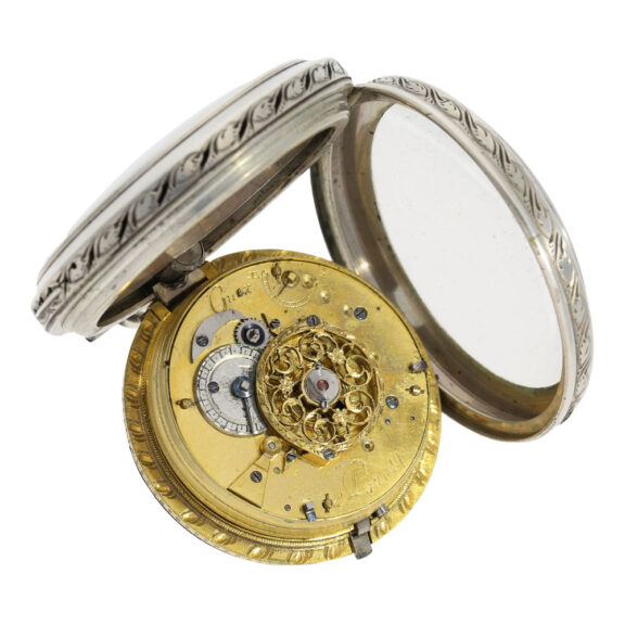 French silver quarter repeating verge watch with date Circa 1790 French silver quarter repeating verge watch with date Circa 1790