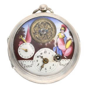 French silver verge with date and visible balance Circa 1790