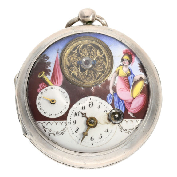 French silver verge with date and visible balance Circa 1790