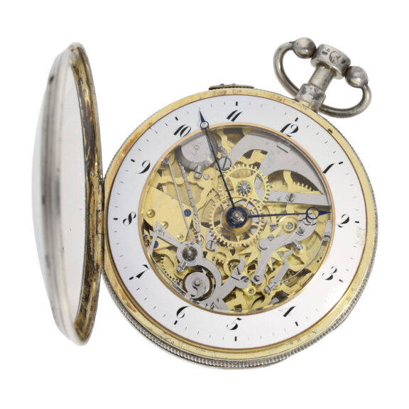 Swiss silver skeletonized quarter repeating verge Circa 1820 Swiss silver skeletonized quarter repeating verge Circa 1820