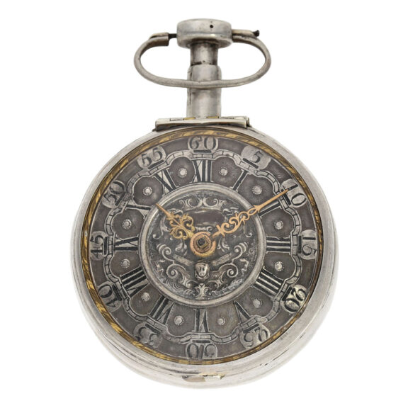 German silver watch with enamelled verge cock Circa 1700-1715 German silver watch with enamelled verge cock Circa 1700-1715