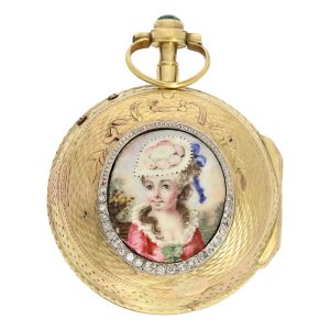 Swiss gold, enamel, gemstone and diamond-set verge Circa 1760