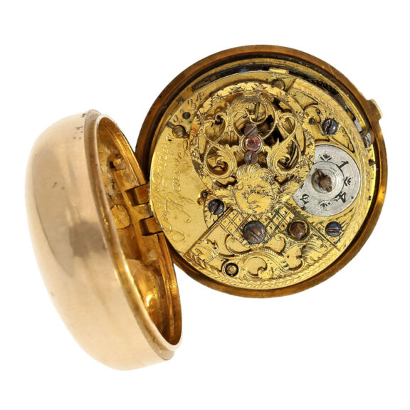 Swiss gold, enamel, gemstone and diamond-set verge Circa 1760 Swiss gold, enamel, gemstone and diamond-set verge Circa 1760