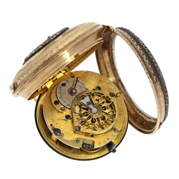 Swiss 18K gold, enamel and jewel-set verge watch Circa 1760 Swiss 18K gold, enamel and jewel-set verge watch Circa 1760