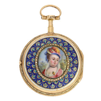 Swiss gold and enamel open faced verge watch Circa 1780