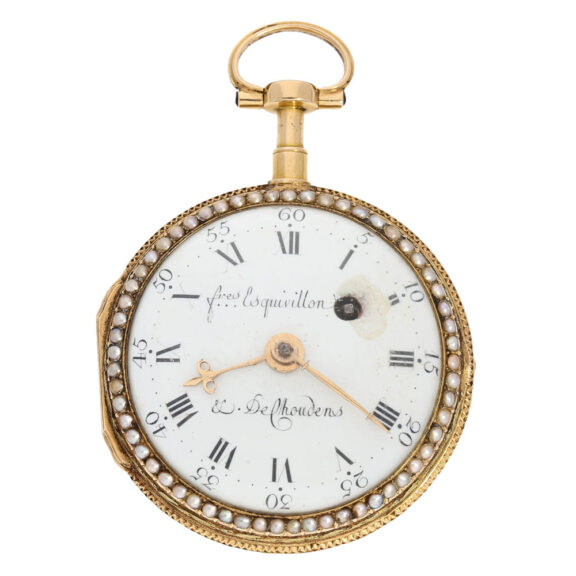 Swiss gold and enamel open faced verge watch Circa 1780 Swiss gold and enamel open faced verge watch Circa 1780