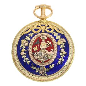 French 18K gold and enamel verge pocket watch Circa 1800