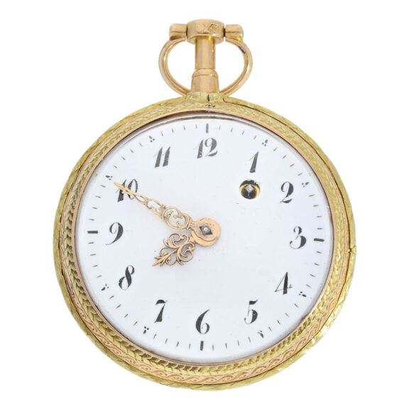 French 18K gold and enamel verge pocket watch Circa 1800 French 18K gold and enamel verge pocket watch Circa 1800