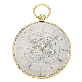 French 18K gold and enamel cylinder watch Circa 1830-1840
