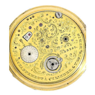 French 18K gold and enamel cylinder watch Circa 1830-1840