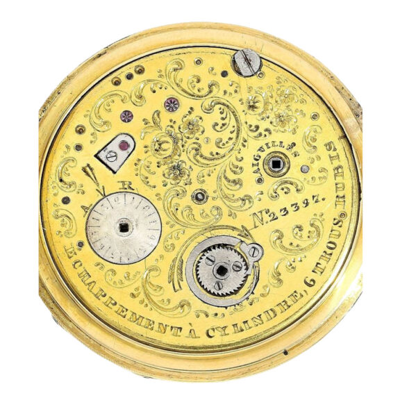 French 18K gold and enamel cylinder watch Circa 1830-1840 French 18K gold and enamel cylinder watch Circa 1830-1840