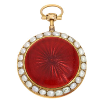 Swiss 18K gold, enamel and pearl-set lever watch Circa 1790