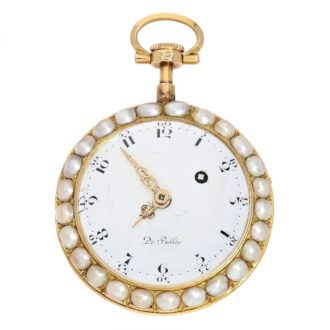 Swiss 18K gold, enamel and pearl-set lever watch Circa 1790