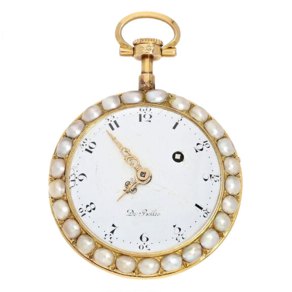 Swiss 18K gold, enamel and pearl-set lever watch Circa 1790 Swiss 18K gold, enamel and pearl-set lever watch Circa 1790