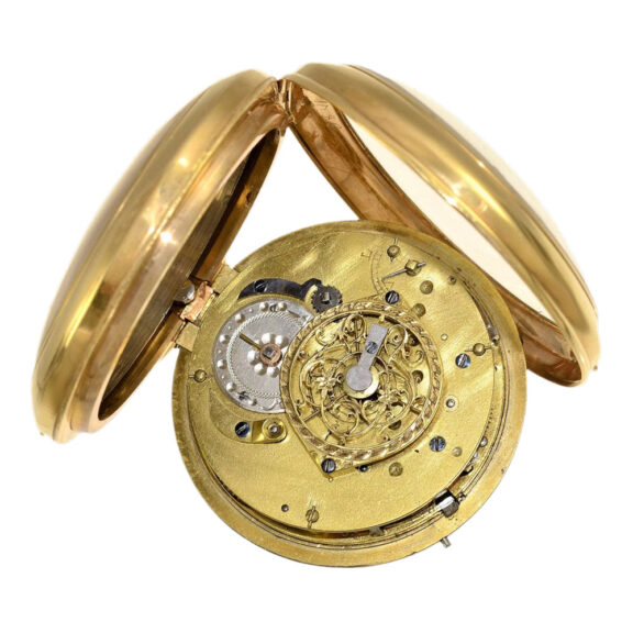 French gold quarter repeating verge with chatelaine Circa 1800 French gold quarter repeating verge with chatelaine Circa 1800