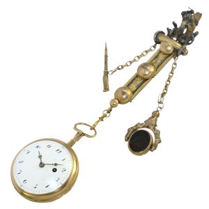 French gold quarter repeating verge with chatelaine Circa 1800