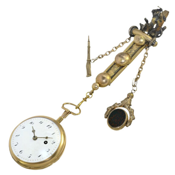French gold quarter repeating verge with chatelaine Circa 1800