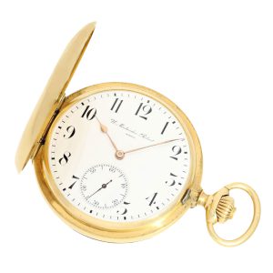 Swiss 18K gold hunting cased lever pocket watch Circa 1900