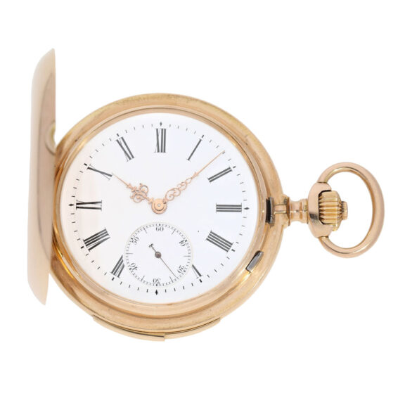 Swiss rose gold hunting cased minute repeating lever Circa 1900