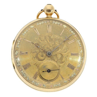 Early English 18K gold open faced lever watch Circa 1842