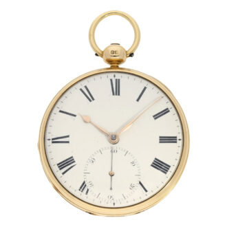 early English 18 carat gold open faced lever deck watch, circa 1830