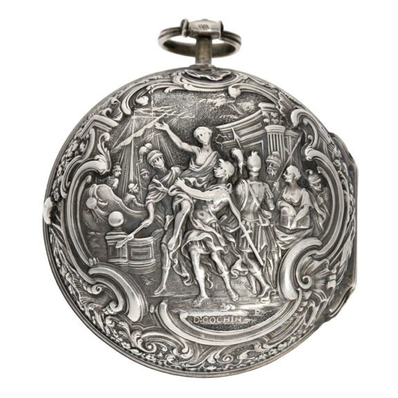 English silver pair cased repoussé verge watch Circa 1760