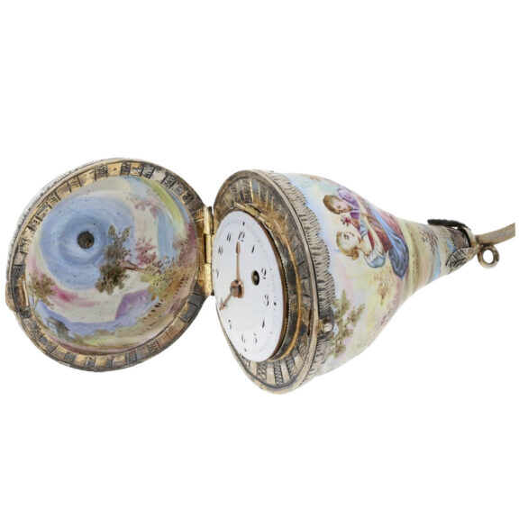 Austrian enamelled pear-shaped verge pendant watch Circa 1820 Austrian enamelled pear-shaped verge pendant watch Circa 1820