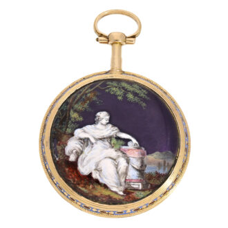 French 18K gold and enamel open faced verge watch Circa 1780