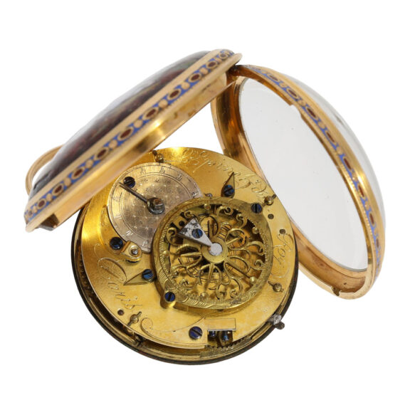 French 18K gold and enamel open faced verge watch Circa 1780 French 18K gold and enamel open faced verge watch Circa 1780