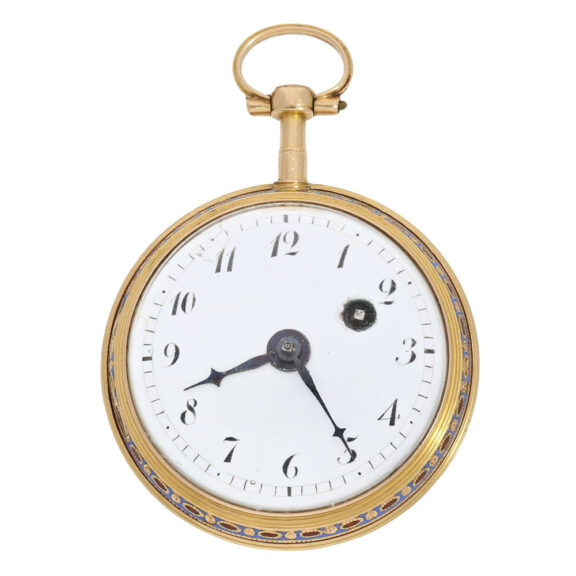 French 18K gold and enamel open faced verge watch Circa 1780 French 18K gold and enamel open faced verge watch Circa 1780