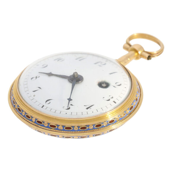 French 18K gold and enamel open faced verge watch Circa 1780 French 18K gold and enamel open faced verge watch Circa 1780
