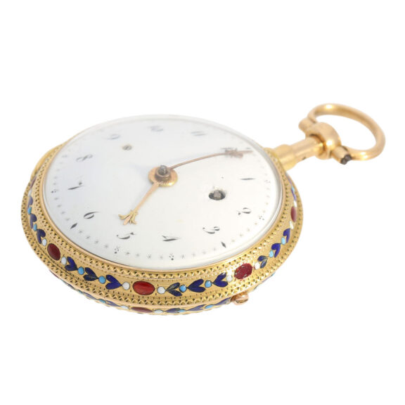 French 20K gold and enamel quarter repeating verge Circa 1780 French 20K gold and enamel quarter repeating verge Circa 1780