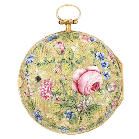 French 20K gold and enamel verge pocket watch Circa 1750